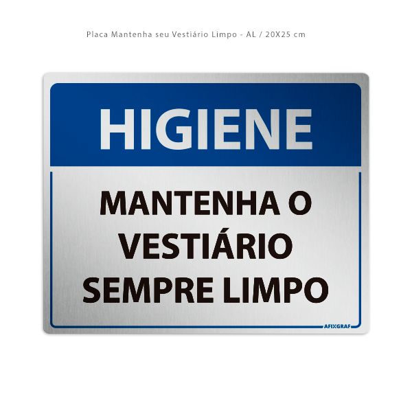 Placa Mantenha seu Vestiário Limpo