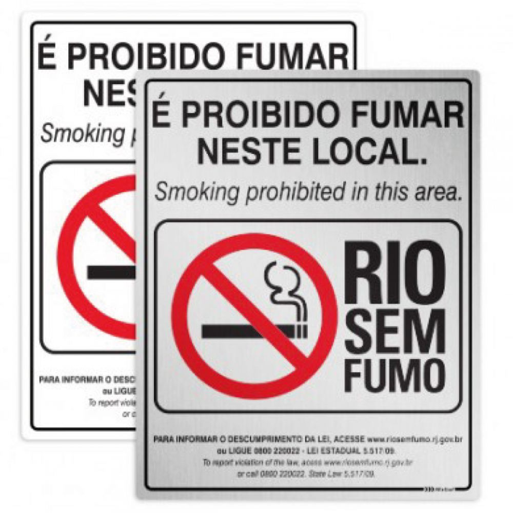 Placa Lei Antifumo Rio De Janeiro Afixgraf