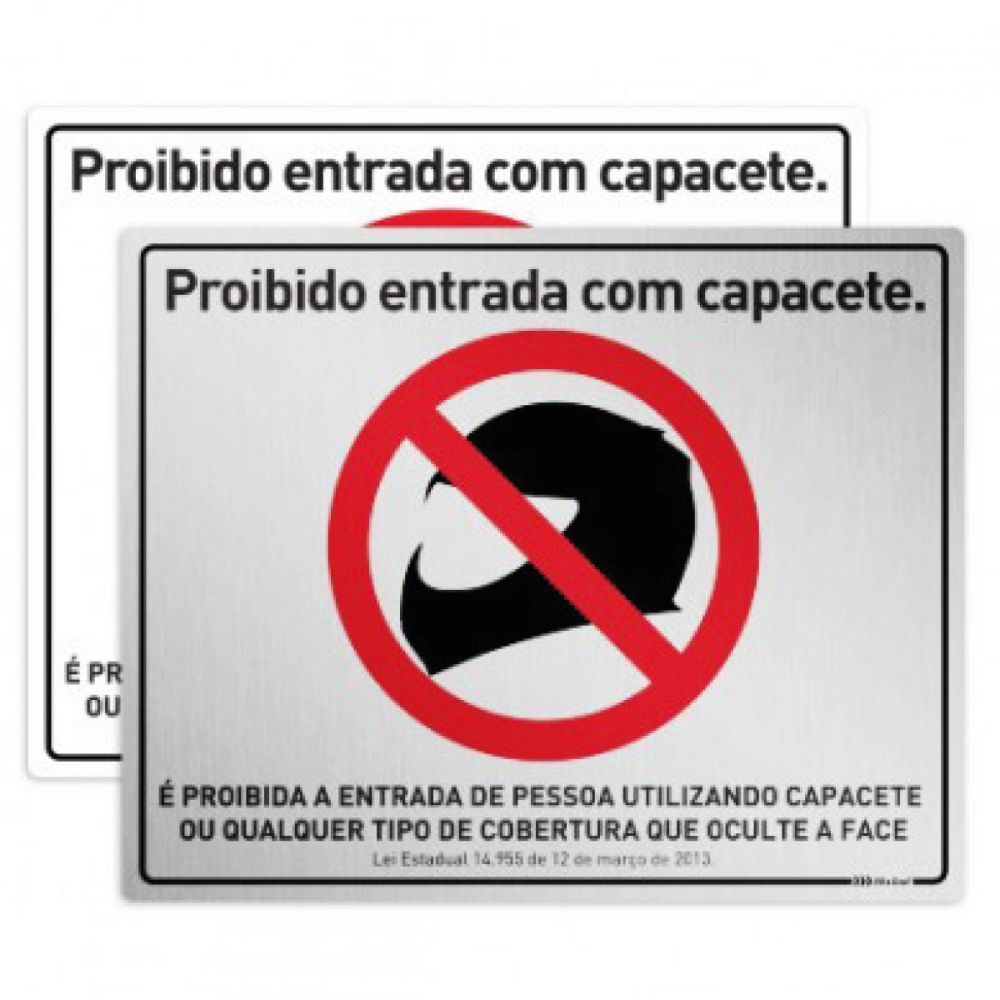 Placa Proibido Entrada Capacete Atendimento S Leis Afixgraf