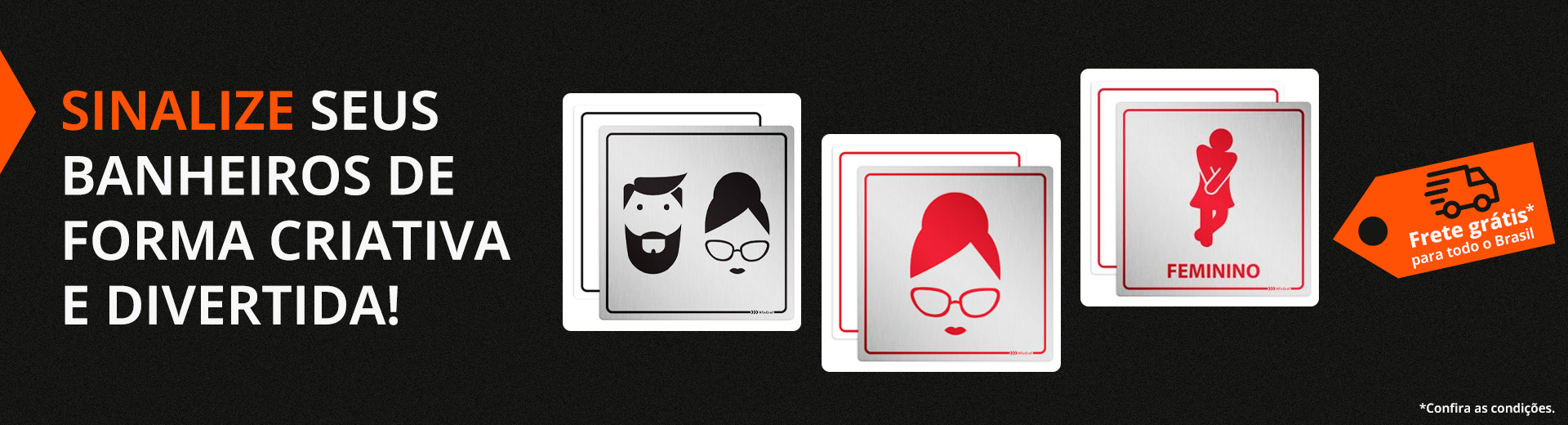 Placas de Banheiro Criativas