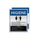 Placa de Higiene Bilingue para Banheiro Unissex