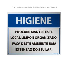 Placa Mantenha o Ambiente Limpo e Organizado | Afixgraf