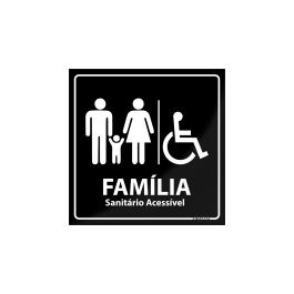 Placa De Identificação Em Acrílico Para Banheiro Família Acessível