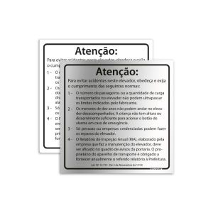 Placa para Elevador - Aviso de Segurança
