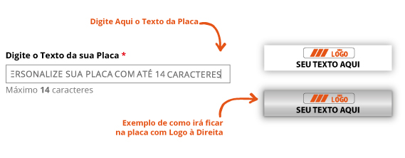 Texto das Placas de Identificação Personalizadas com Logotipo