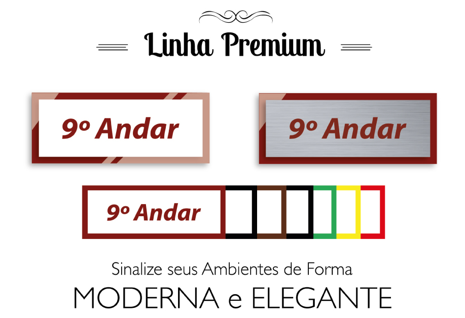 Placa Andar 9º - Linha Premium em Acrílico