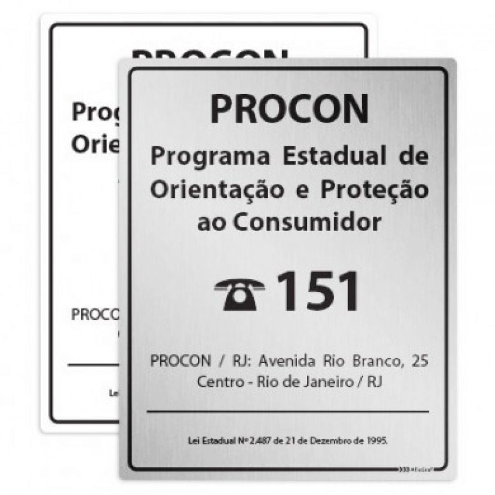 Placa Procon RJ Atendimento às Leis Afixgraf