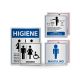Kit Placas Banheiro Masculino Feminino e Unissex - Aviso Higiene em Alumínio