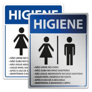 Placa de higiene jogue o lixo no lixo dê a descarga lave bem as mãos - Trik