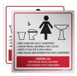 Placa aviso não jogue papel no vaso sanitário